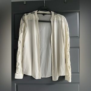 Express Ivory Lace sleeve button up XS